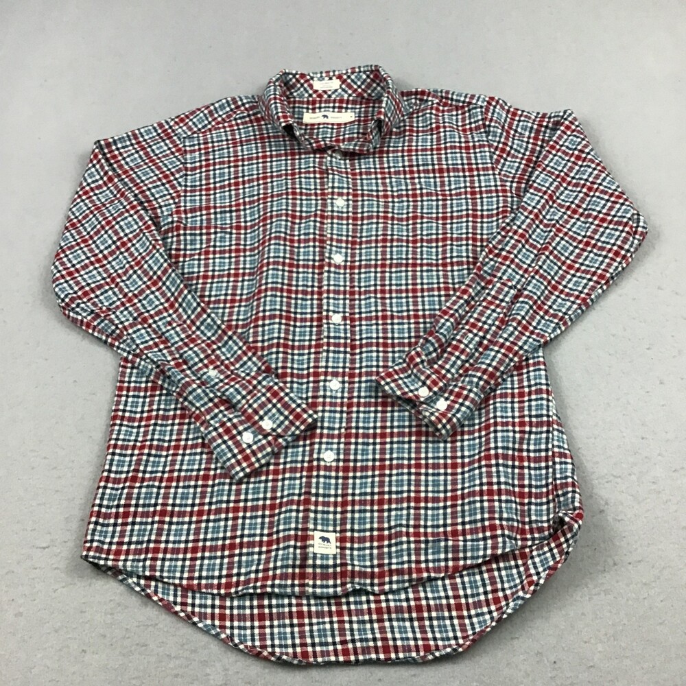 Onward Reserve Shirt Men Medium Blue Plaid Taiored Fit Button Up Pockets M
